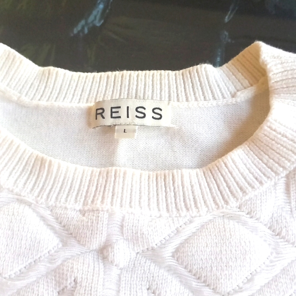Reiss Cream Cable Knit Sweater
